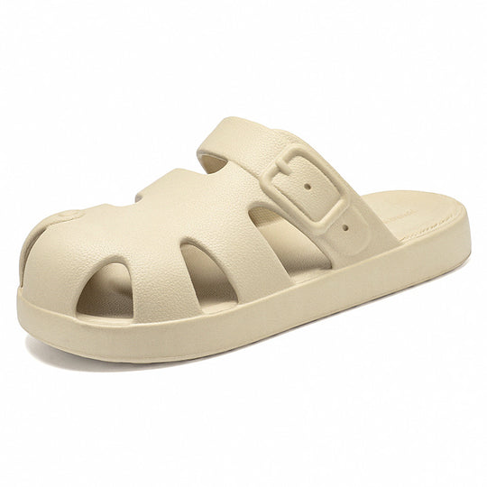 Damen nan geschlossene Sandalen-Pantolette mit ergonomischem Fußbett, verstellbarer Schnalle und rutschfester EVA-Laufsohle EB