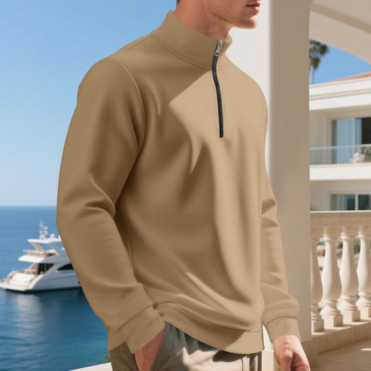 Herren sportlicher Pullover mit halbem Reißverschluss und atmungsaktiver Struktur EB
