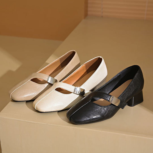 Damen Elegante Plateau-Pumps mit modischem Schnallen-Detail EB
