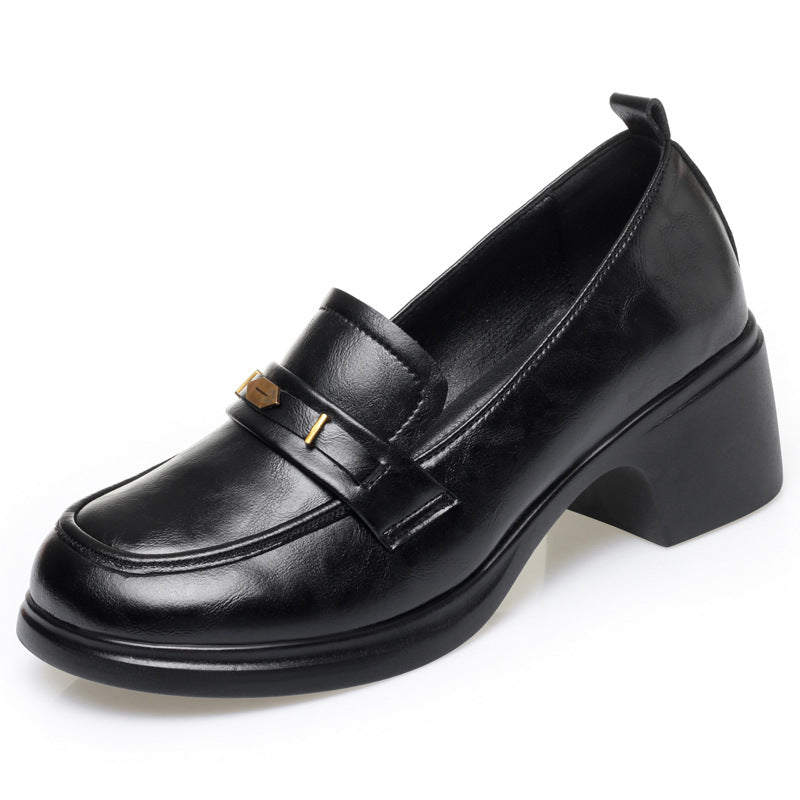 Damen Elegante Loafers mit stilvollem Schmuckdetail und komfortablem Blockabsatz EB