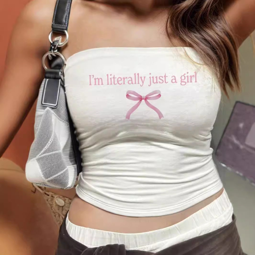 Damen Bandeau-Top mit auffälligem Statement-Aufdruck EB
