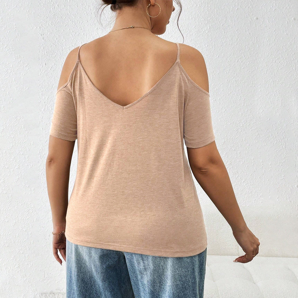 Damen lässiges T-Shirt mit Cut-Out-Ärmeln EB