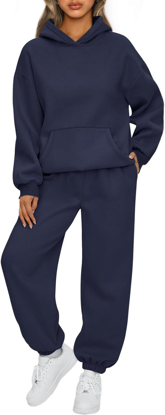 Damen nan gemütliches Oversize Hoodie und Jogginghose Set aus weicher Baumwollmischung EB