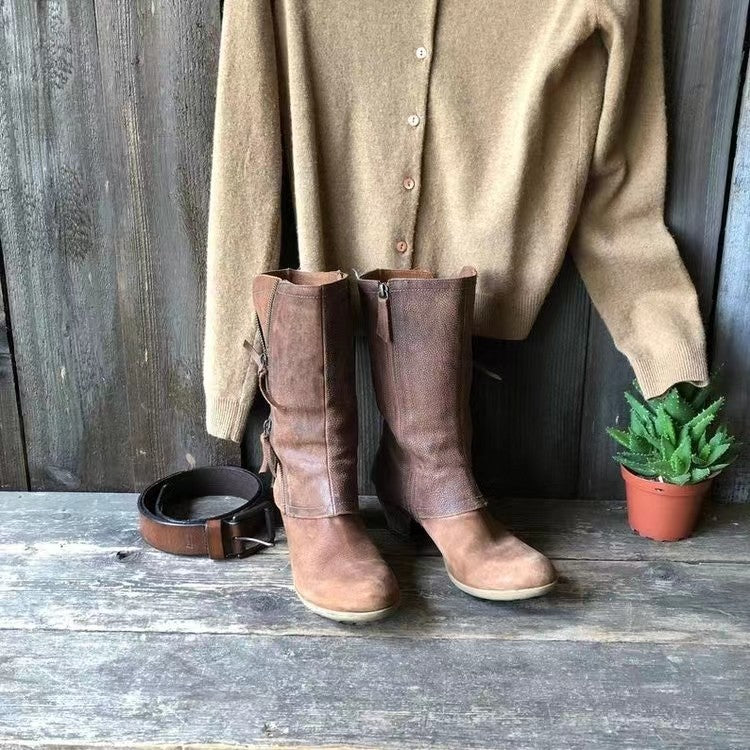Damen lässige Stiefel mit doppeltem Reißverschluss und modischem Design EB