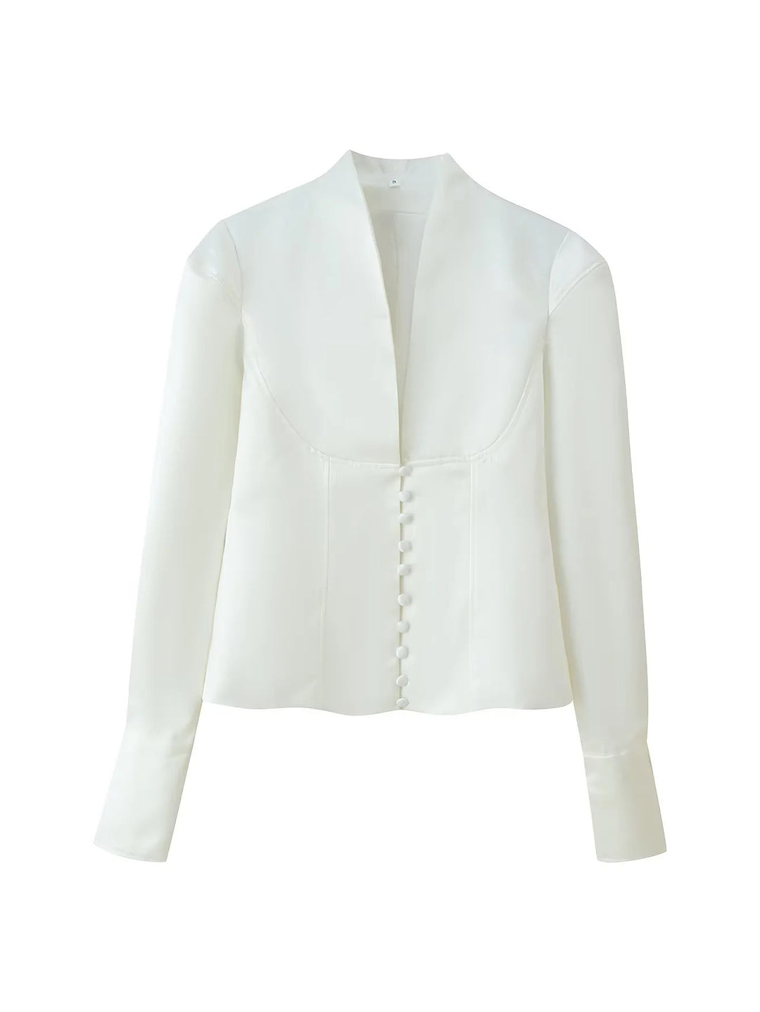 Damen taillierte Bluse mit modernen Knopfdetails und Stehkragen EB