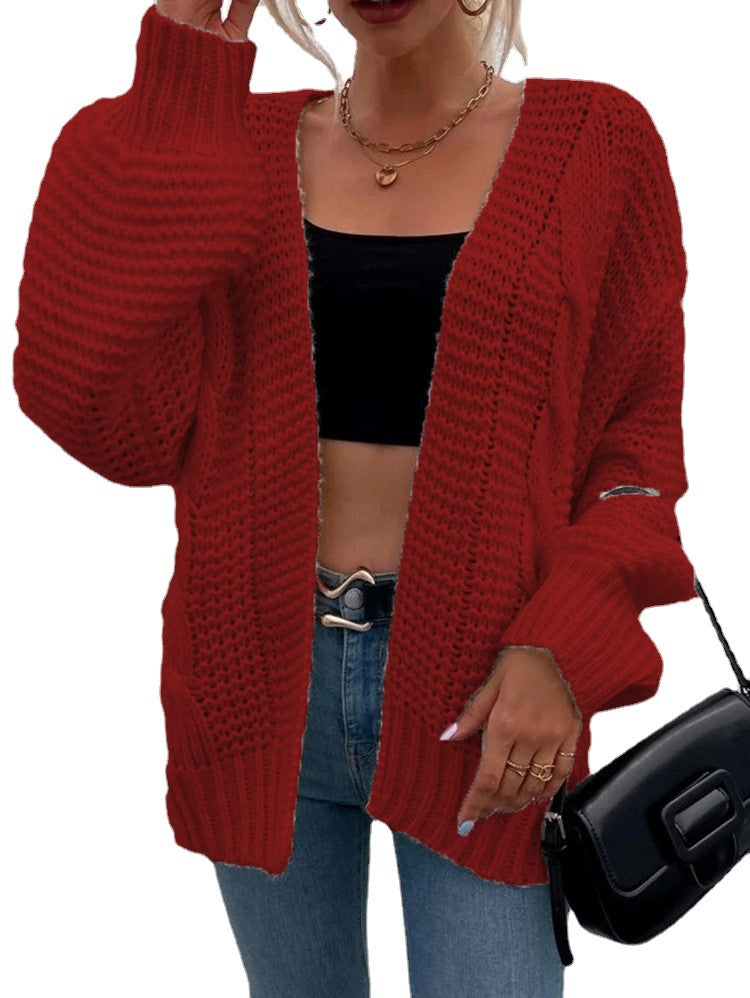 Damen Grober Strickcardigan mit tiefen Taschen und lässigem Schnitt EB