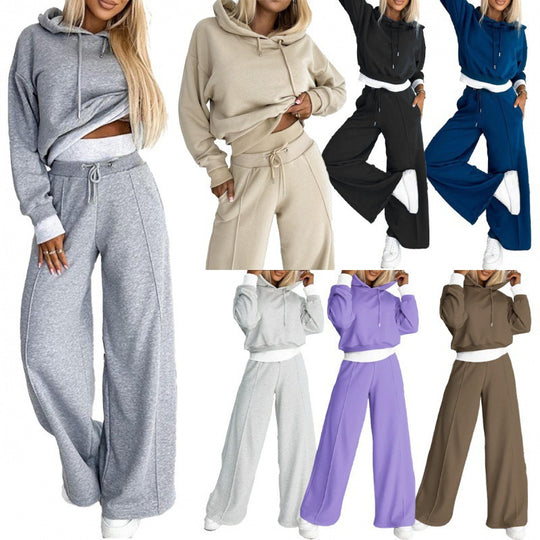 Damen Sportliches Lounge-Set mit weitem Schnitt und Kapuze EB