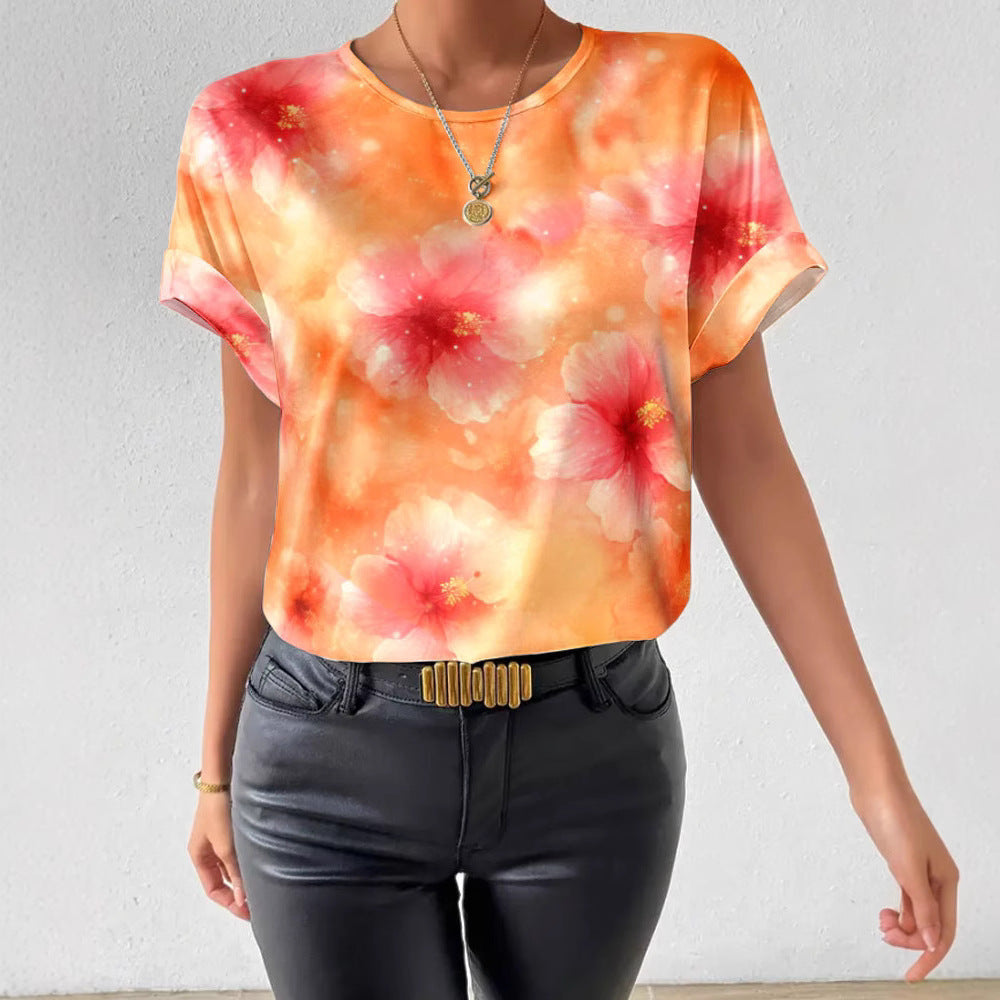 Damen Kurzarm T-Shirt mit floralem Design und komfortablem Schnitt Heidi-Mode