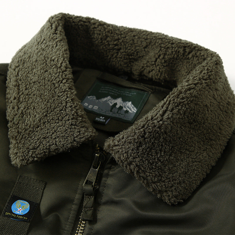 Herren Fliegerjacke mit Sherpa-Kragen und multifunktionalen Taschen EB