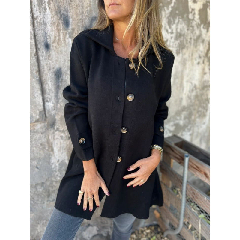 Damen elegante Übergangsjacke mit schickem Kragen und dekorativen Knopfdetails EB