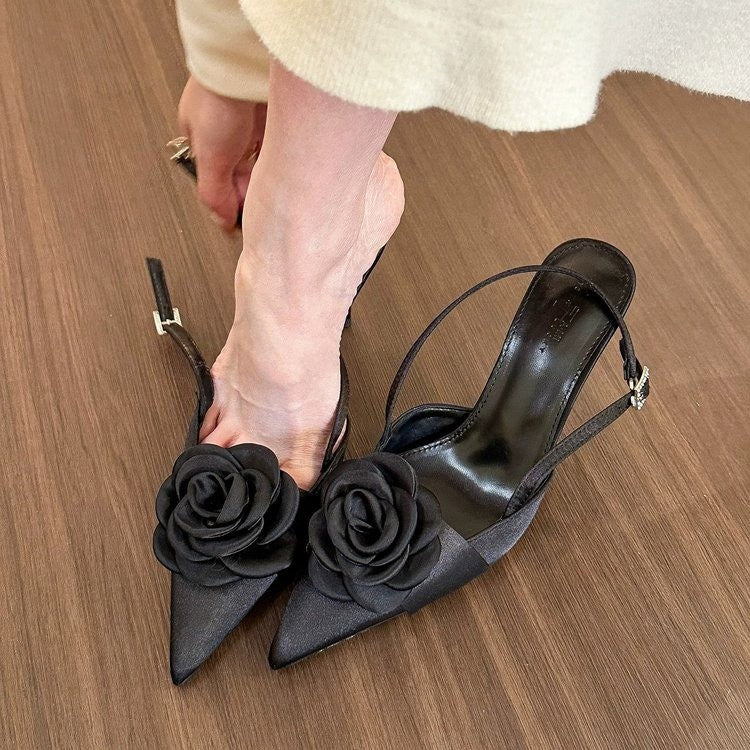 Damen Slingpumps mit Blumenapplikation EB