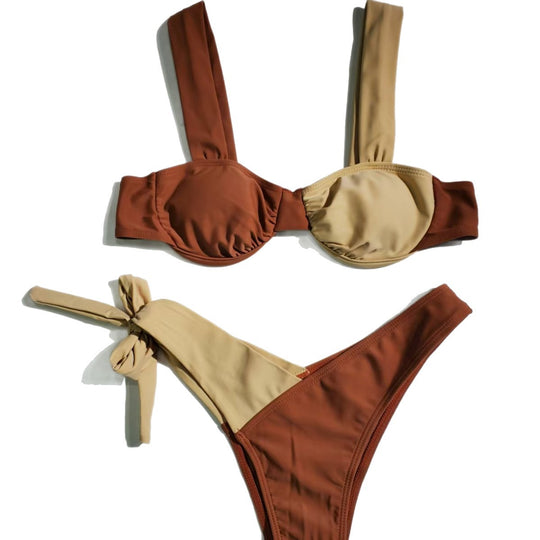Damen Bikini-Set mit hochwertigem Bustier und eleganten Bindebändern EB