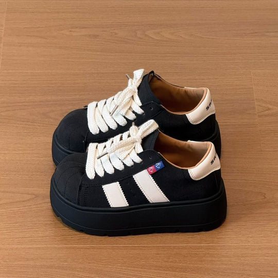 Damen Sportliche Plattform-Sneaker mit strapazierfähigem Obermaterial EB