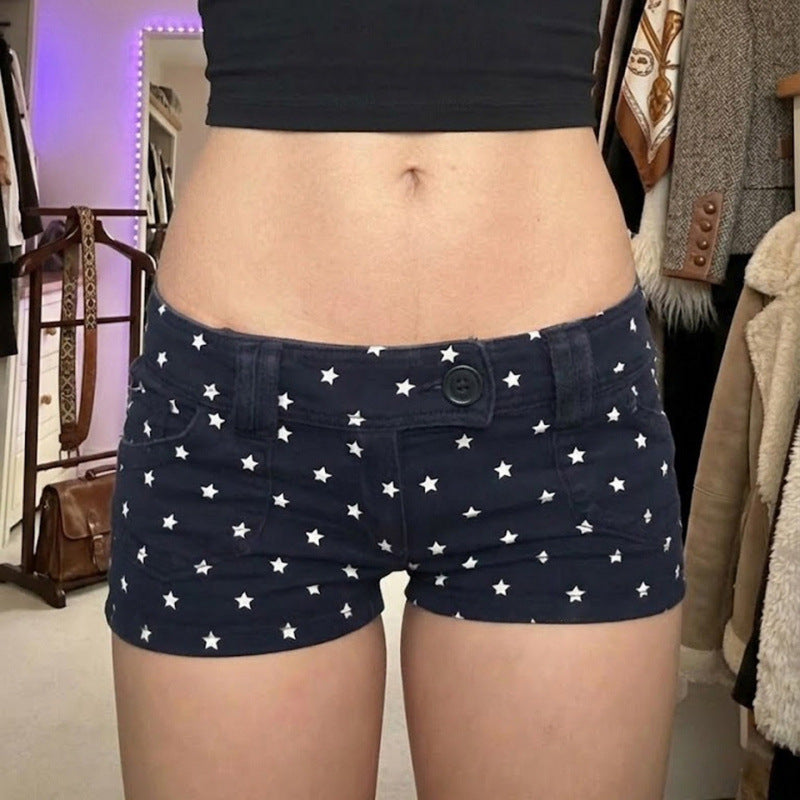 Damen Modische Shorts mit Sternenmuster und praktischem Schnitt EB