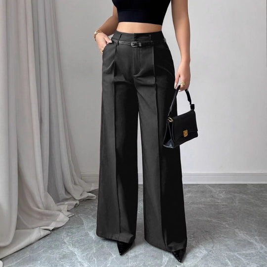 Damen elegante weite Hose mit Bindegürtel EB