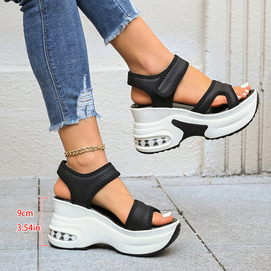Damen Komfortable Wedge-Sandalen mit ergonomischem Riemendesign und gepolsterter Innensohle EB