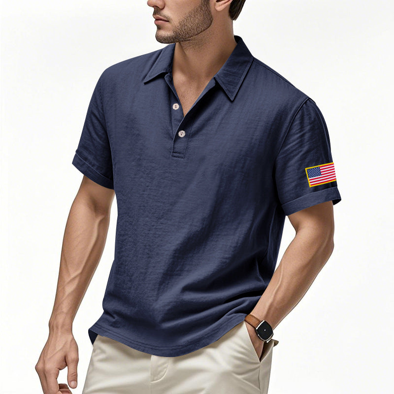 Herren Poloshirt mit strukturiertem Design und Kontrastknopf EB