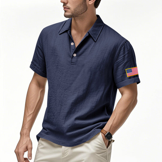 Herren Poloshirt mit strukturiertem Design und Kontrastknopf EB