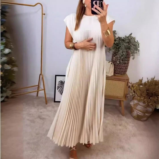 Damen Maxikleid mit plissiertem Design EB