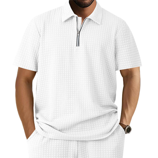 Herren Kurzarm Polo-Shirt mit strukturiertem Design und Reißverschluss EB