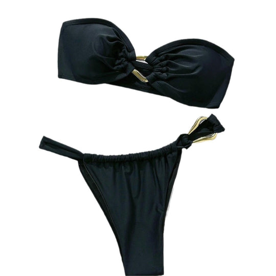 Damen Bandeau-Bikini mit dekorativem Schmuckdetail EB