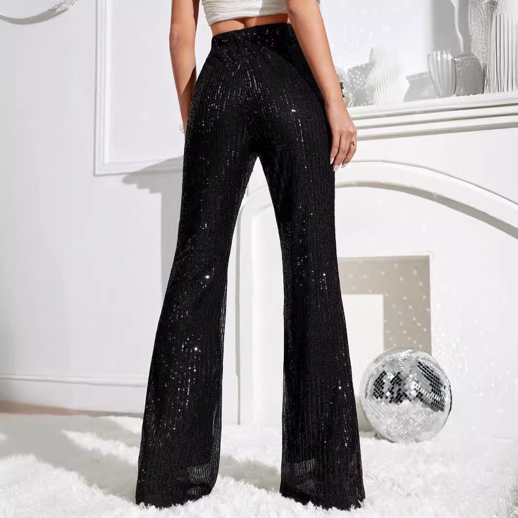 Damen Elegante Hochwasserhose mit Glitzer-Details EB