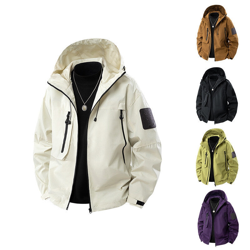 Herren wasserfeste Multifunktionsjacke mit Kapuze und praktischen Taschen EB