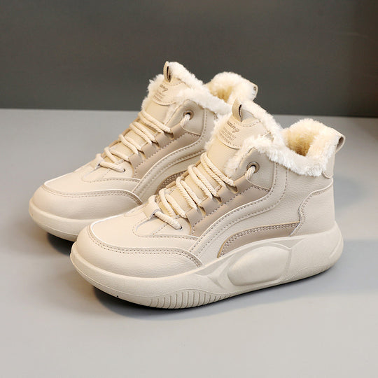 Damen warme High-Top Sneaker mit flauschigem Innenfutter und rutschfester Sohle EB