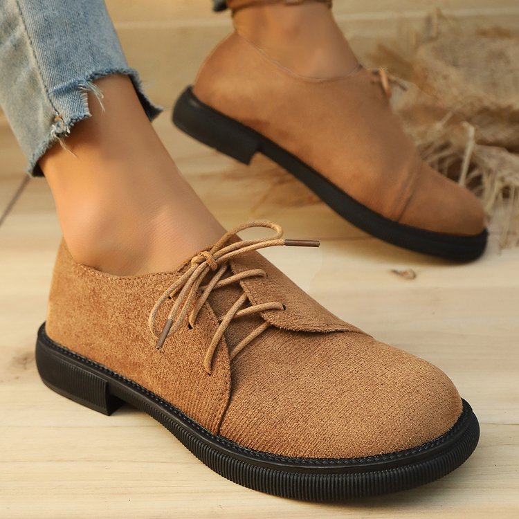 Damen bequeme Schnürschuhe mit trendy Wildleder-Optik EB