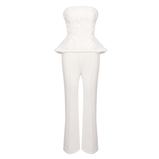 Damen Elegantes Peplum-Top mit ausgestellter Hose EB