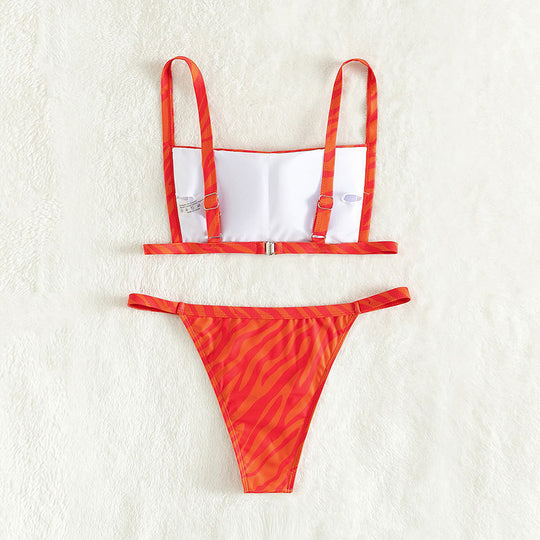 Damen Zweiteiliges Bikiniset mit sportlichem Schnitt und aufregendem Tierprint EB