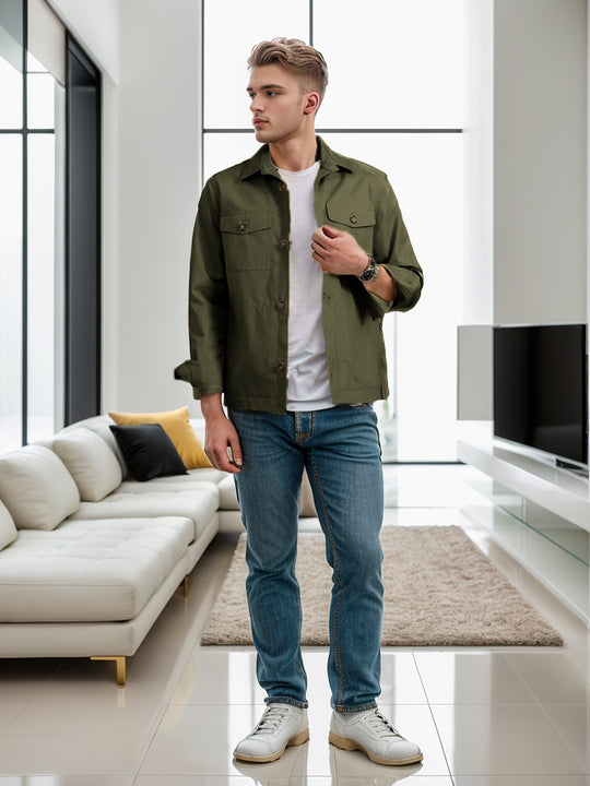 Herren lässige vielseitige Sommerjacke mit praktischen Brusttaschen und regulierbarem Bund EB