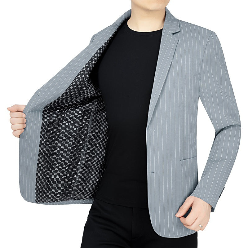 Herren Nadelstreifen-Sakko Slim-Fit mit kontrastivem Innenfutter EB