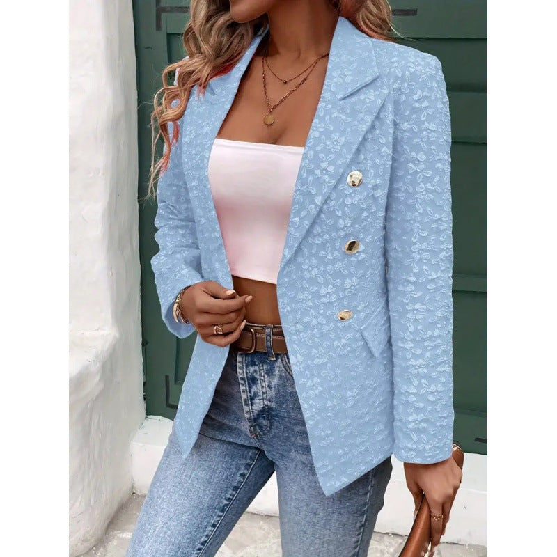 Damen Eleganter Blazer mit strukturiertem Muster und doppelter Knopfleiste EB