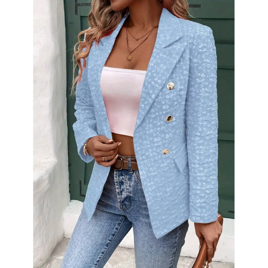Damen Eleganter Blazer mit strukturiertem Muster und doppelter Knopfleiste EB