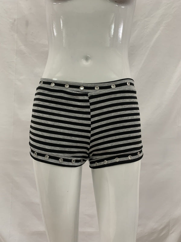 Damen Hipster Shorts mit modischem Streifenmuster EB