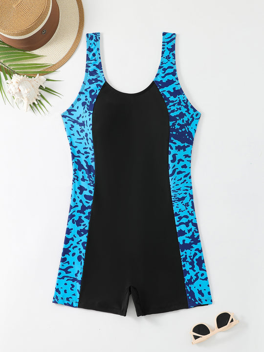 Damen Sportlicher Schwimmanzug mit modischem Muster EB