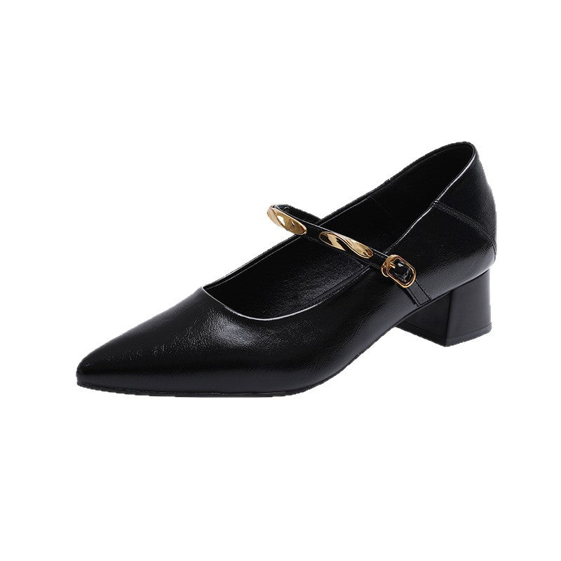 Damen Elegante Blockabsatz-Pumps mit glänzender Kette EB