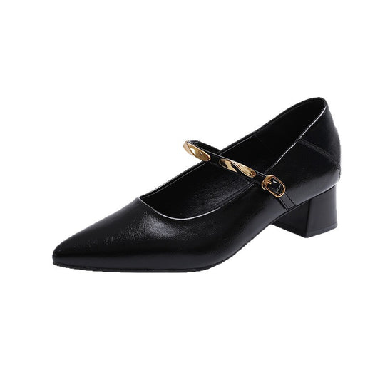 Damen Elegante Blockabsatz-Pumps mit glänzender Kette EB