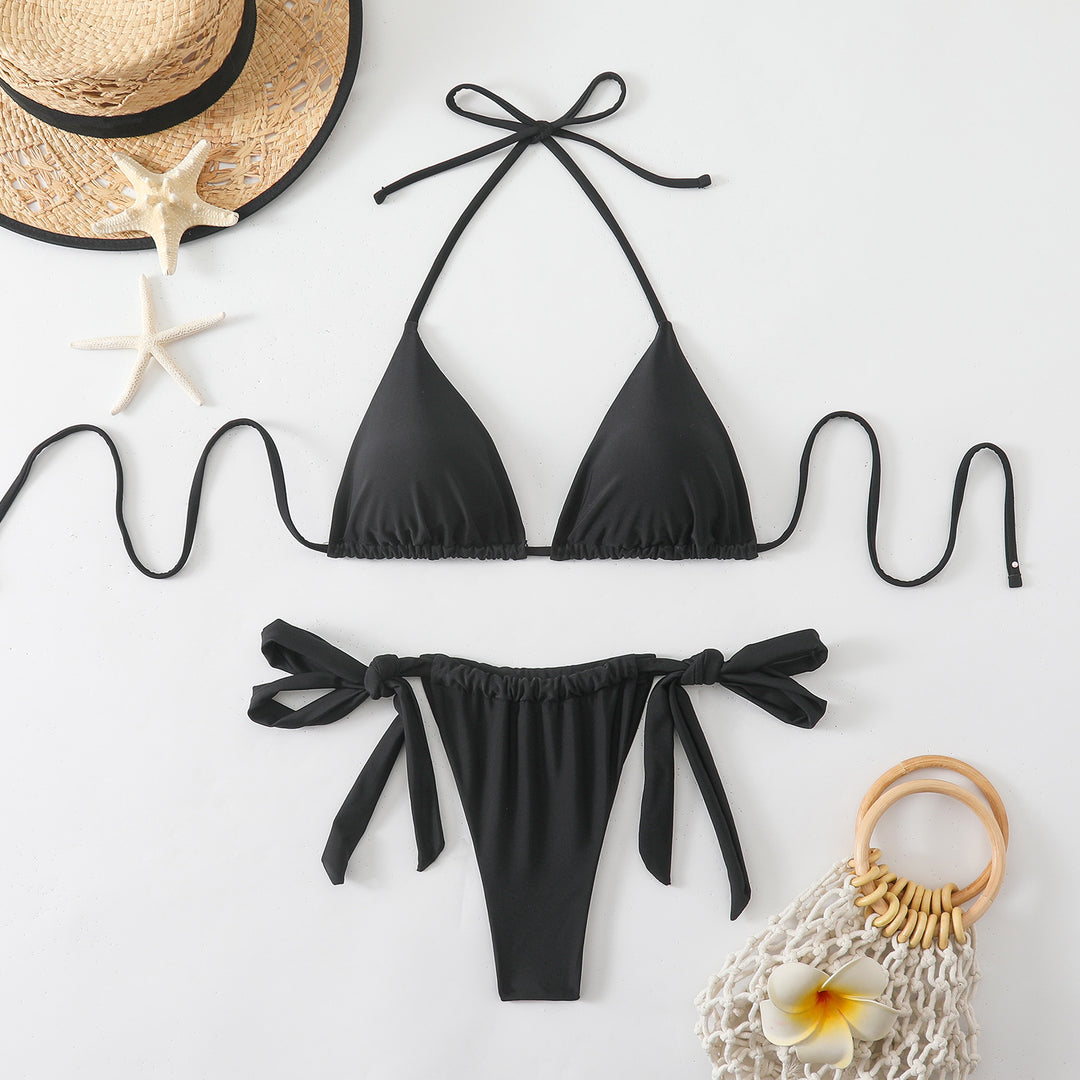 Damen Triangel-Bikini mit modischen Bindebändern EB