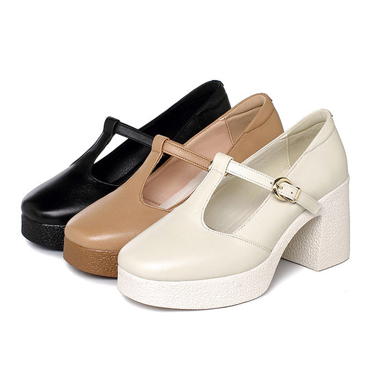 Damen Mary Jane Pumps mit komfortablem Blockabsatz und verstellbarem Riemen EB