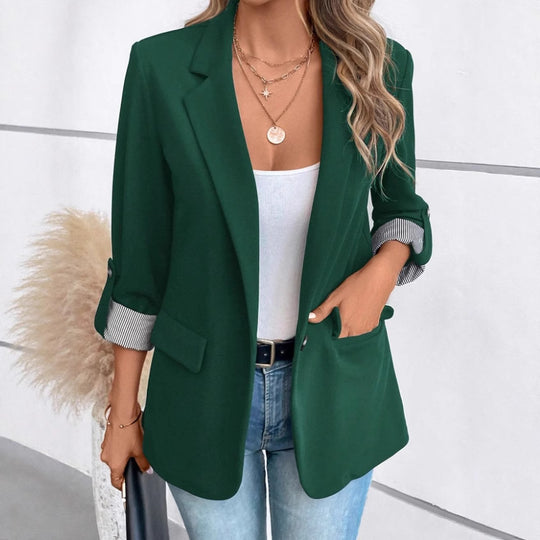 Damen Elegante Blazerjacke mit modischen Streifenärmeln EB