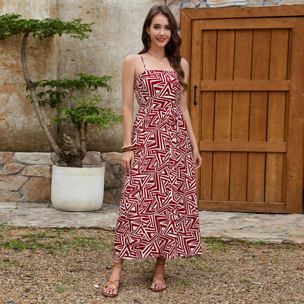 Damen Maxikleid mit geometrischem Muster EB