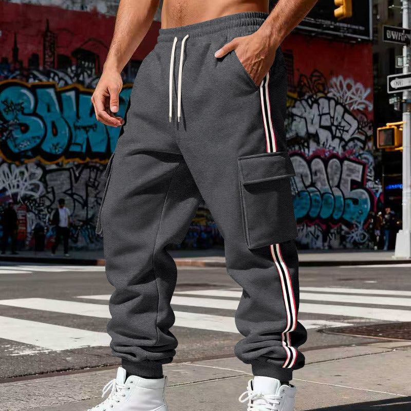 Herren Cargo-Joggerhose mit seitlichen Klapp‑Cargotaschen, Tunnelzug & Rippbündchen EB