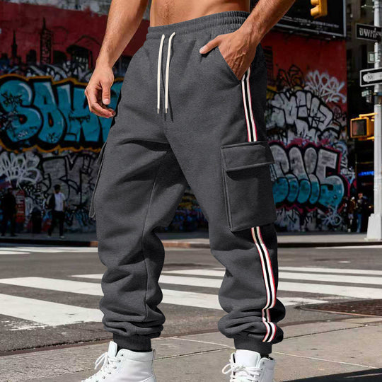 Herren Cargo-Joggerhose mit seitlichen Klapp‑Cargotaschen, Tunnelzug & Rippbündchen EB