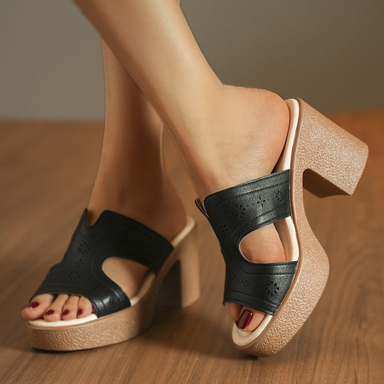 Damen Elegante und luftige Sandalen mit hohem Blockabsatz EB
