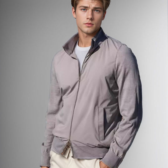Herren modische Leichtjacke mit Stehkragen und praktischen Taschen EB