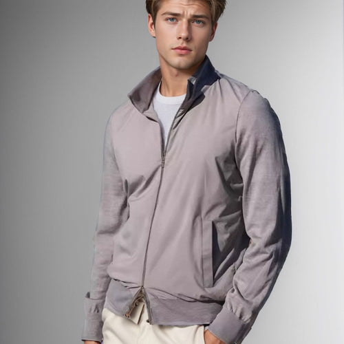 Herren modische Leichtjacke mit Stehkragen und praktischen Taschen EB