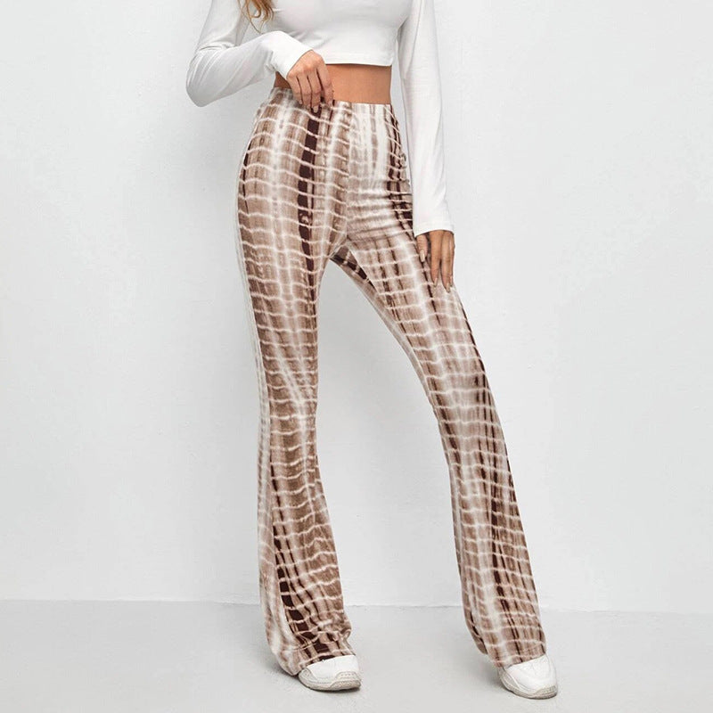 Damen Flared Leggings mit modischem Batik-Design EB