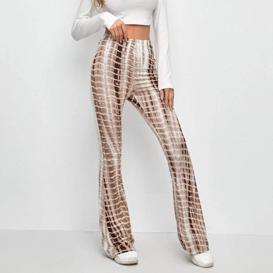 Damen Flared Leggings mit modischem Batik-Design EB